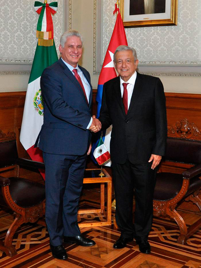 Andrés Manuel López Obrador y Miguel Dí­az-Canel Bermúdez, presidentes de México y Cuba, respectivamente.