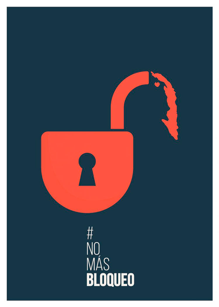 Cartel contra el bloqueo de la argentina Laura Peirone.