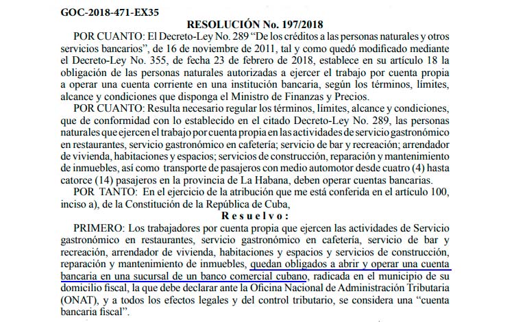 Resolución 197/2018 del Ministerio de Finanzas y Precios. Resolución 197/2018 del Ministerio de Finanzas y Precios.
