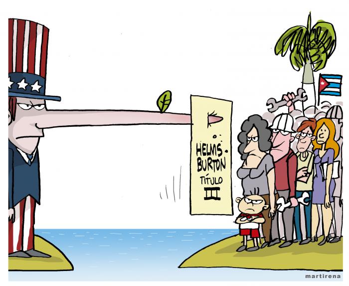 Caricatura sobre Ley Helms-Burton de Martirena