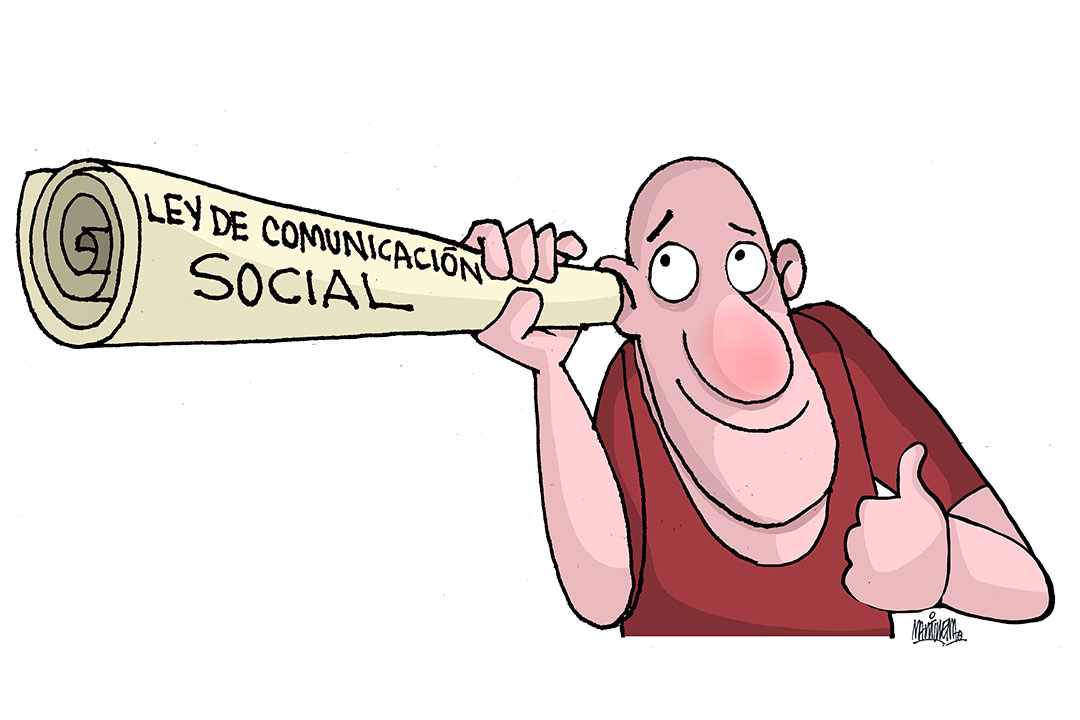 Ilustración de Alfredo Martirena sobre la Ley de Comunicación Social.