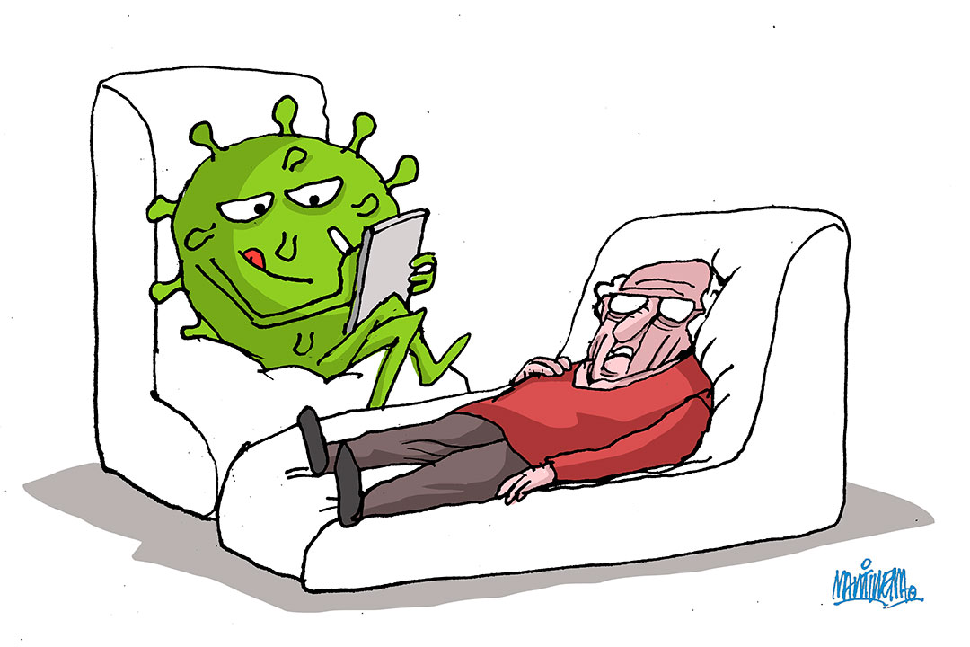 Caricatura de Alfredo Martirena sobre los efectos psicológicos de la pandemia de COVID-19.