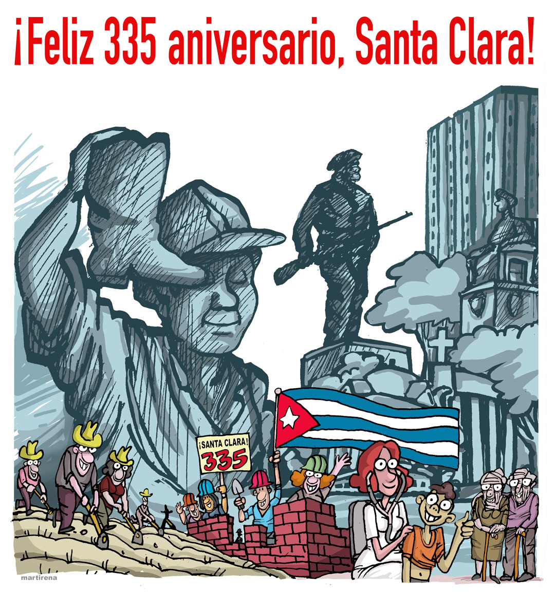 Comentario gráfico de Alfredo Martirena sobre el aniversario 335 de la fundación de Santa Clara.