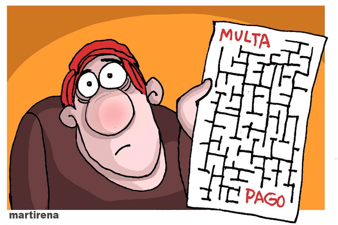 Ilustración de Alfredo Martirena sobre el pago de multas.