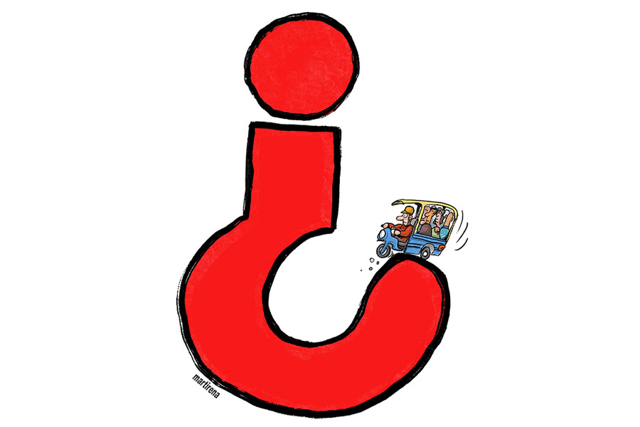 Ilustración de Alfredo Martirena sobre cambio de parada de las motoneta en Santa Clara.