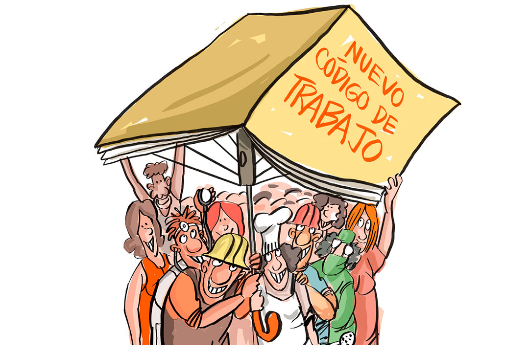 Ilustración de Alfredo Martirena sobre el nuevo Código de Trabajo en Cuba.