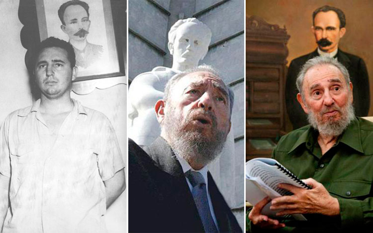 Imágenes de Fidel Castro y José Martí.