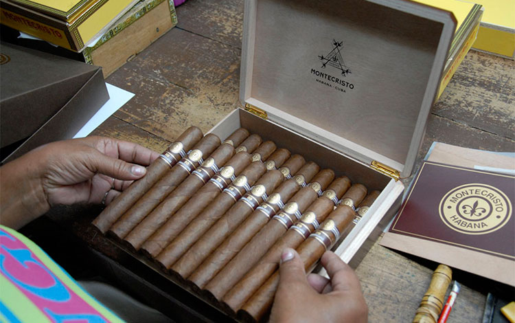 Tabaco torcido para la exportación en Cuba.