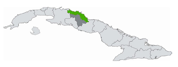 Mapa con los siete municipios de Villa Clara incluidos en el Proyecto PRO-ACT.