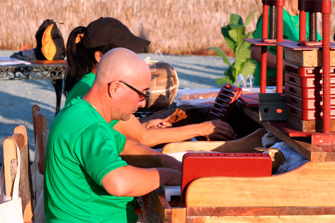 Exhibición de torcido de tabaco.