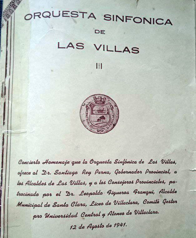 Programa del concierto inaugural de la SInfónica de Villa Clara.