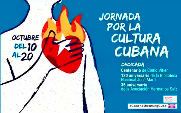 Cartel sobre la Jornada por el Día de la Cultura Cubana.