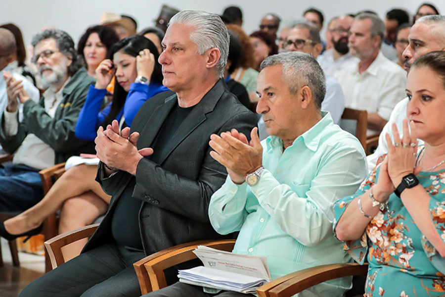 Miguel Díaz-Canel, presidente de la República, durante la inauguración de la XXXIII Feria Internacional del Libro de La Habana.