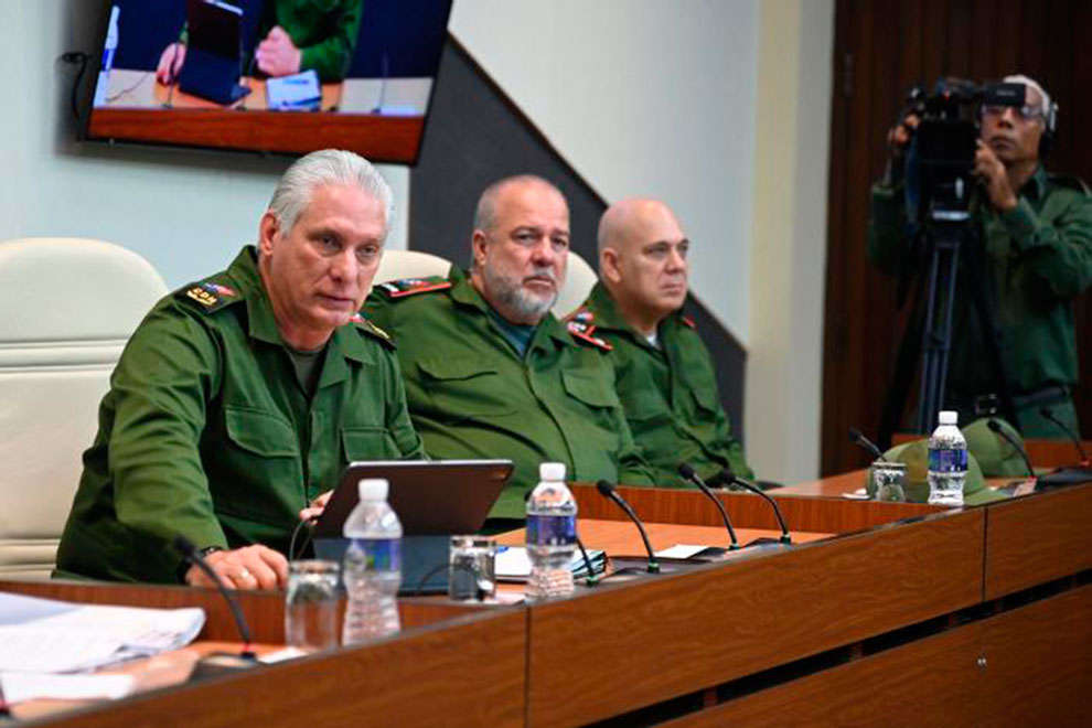 Miguel Díaz-Canel Bermúdez interviene en el Consejo de Defensa Nacional.