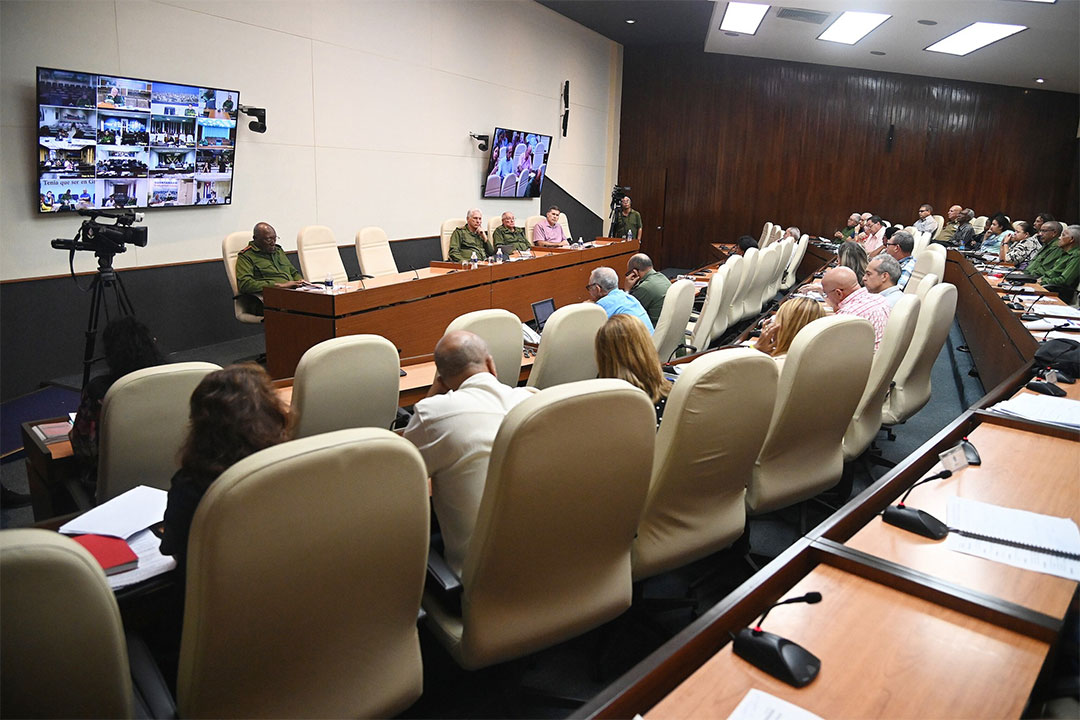 Runión del Consejo de Defensa Nacional, presidido por su presidente, Miguel Díaz-Canel.