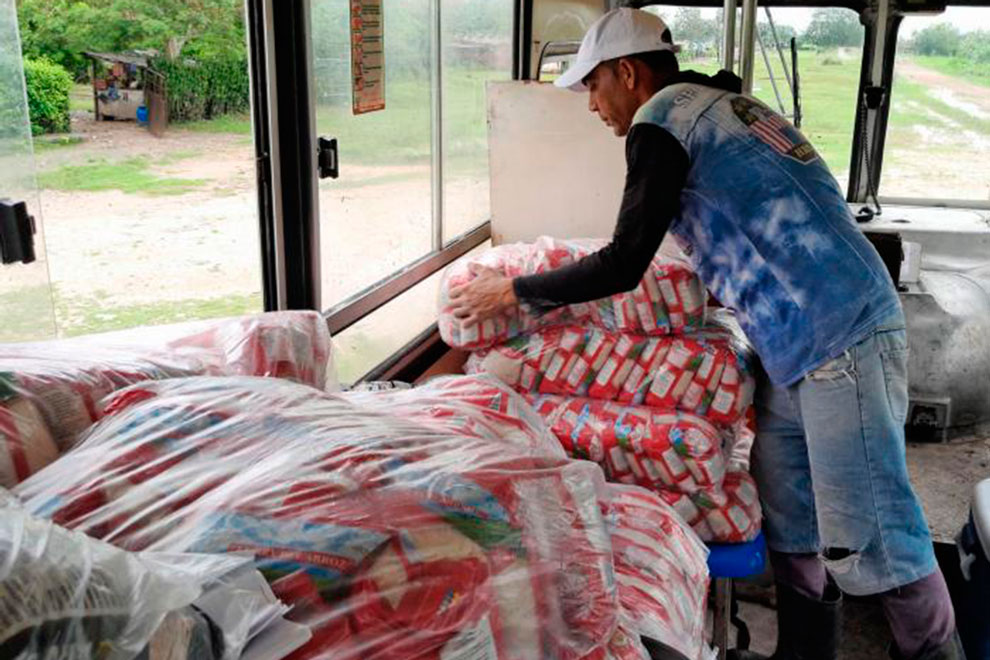 Módulos de alimentos para la población de zonas afectadas por las lluvias.