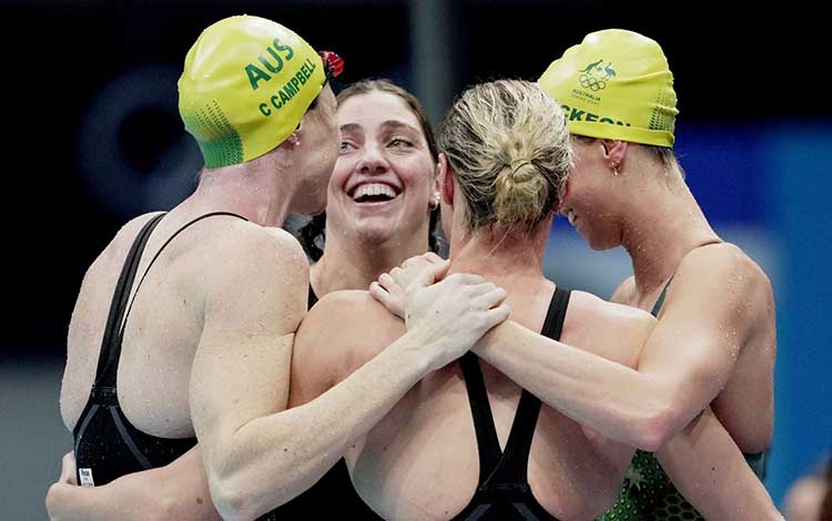 Relevo 4x100 m libres de Australia, campeón olímpico de Tokio 2020 y récord mundial.