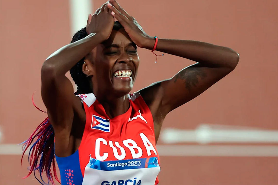 Yunisleidy de la Caridad García Abreu, oro en 100 m en Santiago de Chile 2023.