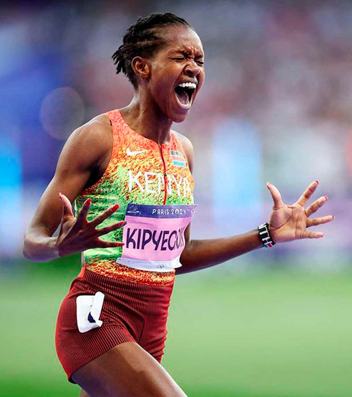  Faith Kipyegon, de Kenya, oro en 1500 metros por tercera ocasión.