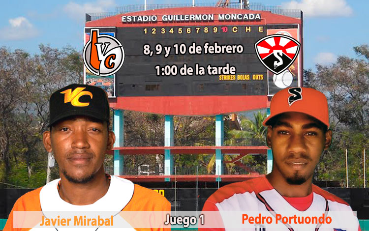 Abridores del primer juego entre Santiago de Cuba y Villa Clara en la 61 Serie Nacional de Béisbol.