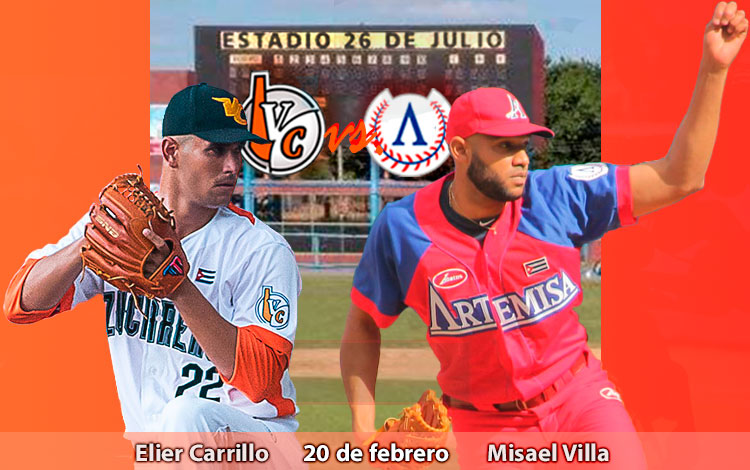 Elier Carrillo y Misael Villa, abridores por  Villa Clara y Artemisa en la 61 Serie Nacional de Béisbol, el 20 de febrero de 2022.