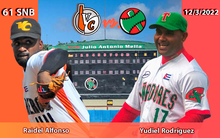 Abridores del cuarto juego entre Villa Clara y Las Tunas en la 61 Serie Nacional de Béisbol, el 12 de marzo de 2022.