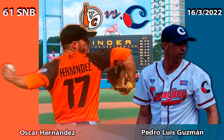 Oscar Hernández Orta y Pedro Luis Guzmán, abridores por Villa Clara y Camagí¼ey en el cuarto juego de la subserie particular de la 61 Serie Nacional de Béisbol de Cuba.