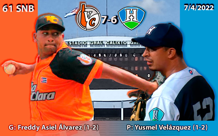 Freddy Asiel ílvarez (ganador) y Yusmel Velázquez (perdedor), abridores del quinto juego entre Villa Clara y Holguí­n.