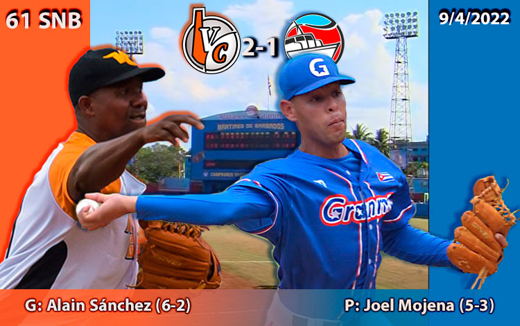 Alain Sánchez (ganador) y Joel Mojena (perdedor) abridores del juego 4 entre Villa Clara y Granma.