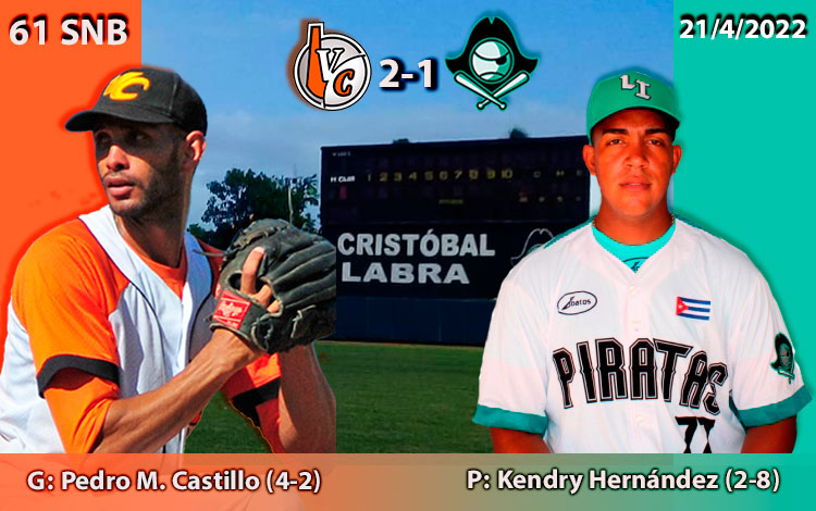 Pedro Manuel Castillo (ganador) y Kendry Hernández (perdedor) del quinto juego entre Villa Clara y la Isla de la Juventud.