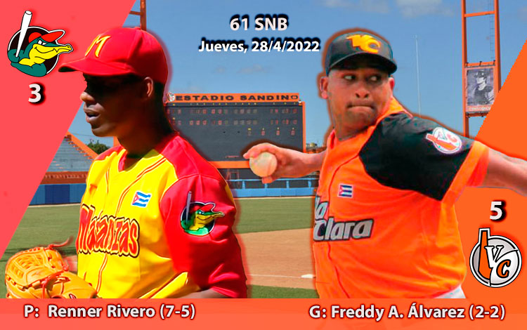 Freddy Asiel ílvarez y Renner Rivero, abridores por Villa Clara y Matanzas, respectivamente, en el quinto juego.