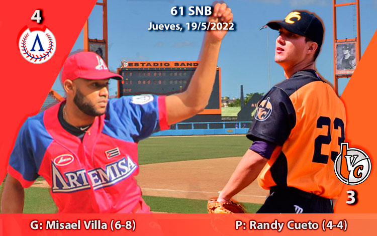 Misael Villa (ganador) y Randy Cueto (perdedor) del quinto juego entre Artemisa y Villa Clara en la 61 Serie Nacional de Béisbol.