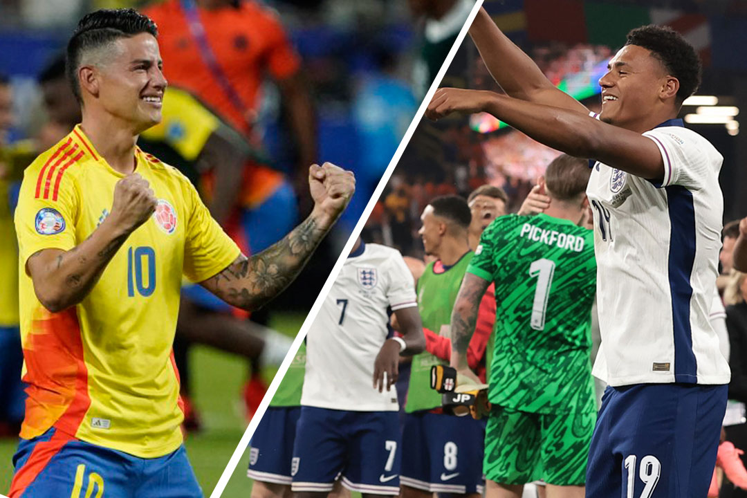 Colombia e Inglaterra celebran victorias en semifinal de la Copa América y Eurocopa, respectivamente.