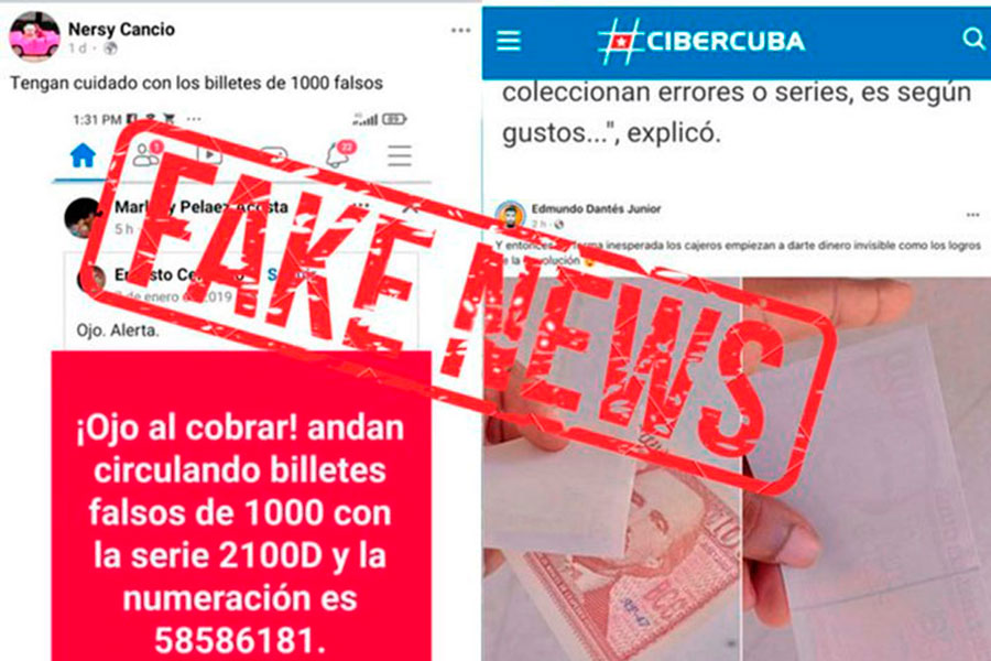 Fake news sobre circulación de billetes falsos en Cuba expedidos por los cajeros automáticos.