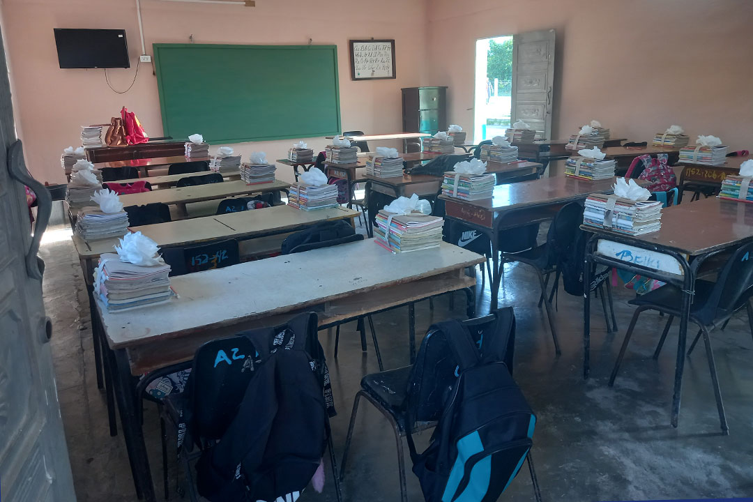 Aula lista para el inicio del curso escolar.