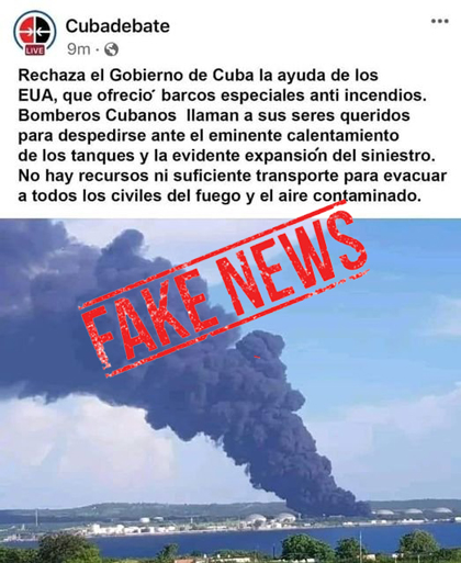 Fake news sobre supuesta negativa de Cuba a recibir ayuda internacional.