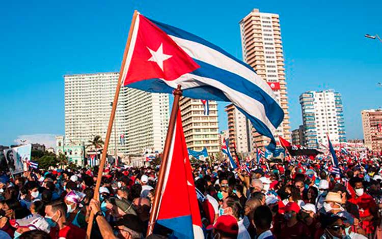 Acto de apoyo a la Revolución cubana celebrado el sábado 17 de julio de 2021 en La Habana.