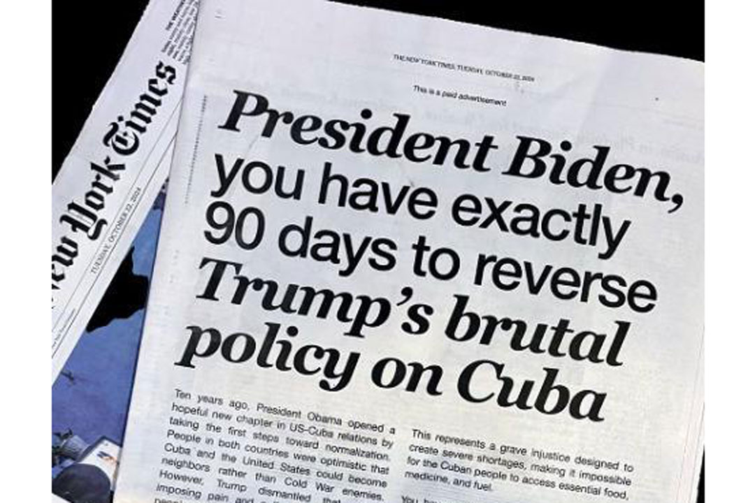 Publicación de carta a Biden en el New York Times