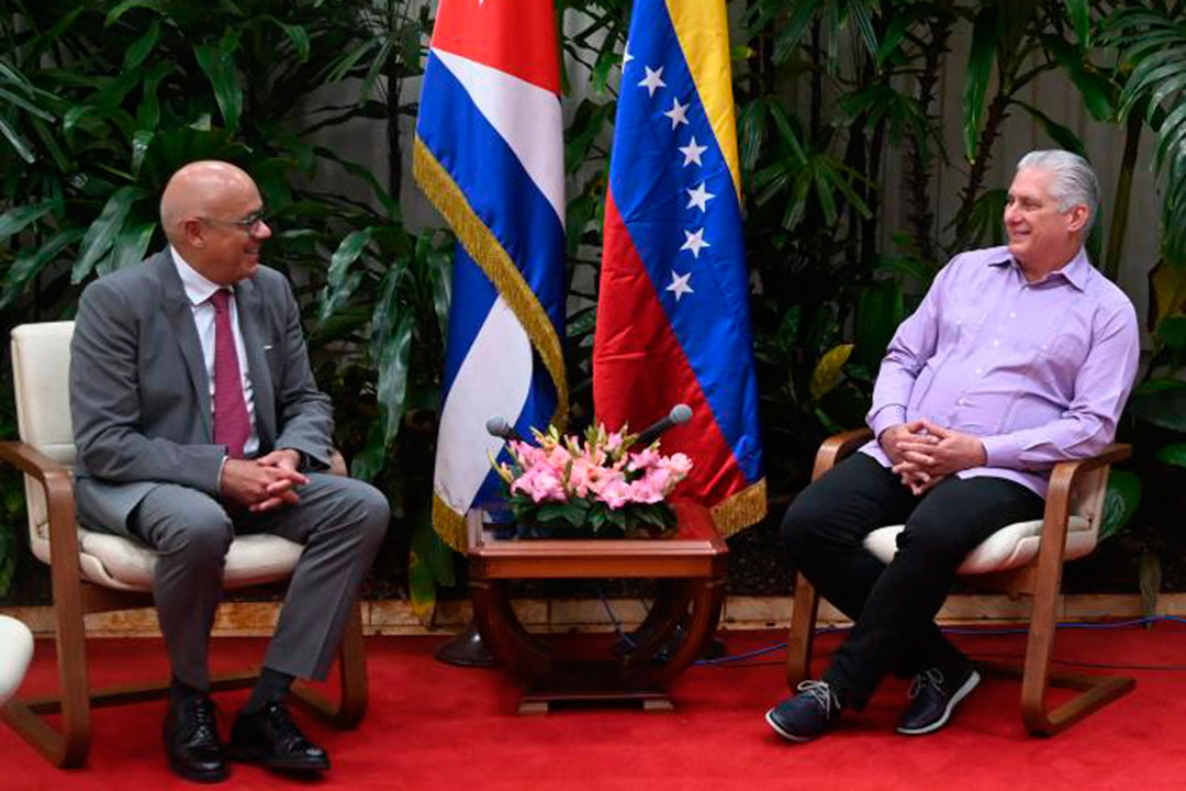 Miguel Díaz-Canel y Jorge Rodríguez, presidente de la Asamblea Nacional de Venezuela.