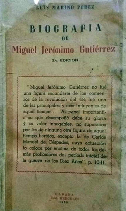 Biografí­a del patriota Miguel Jerónimo Gutiérrez.