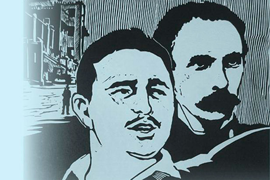 Dibujo de Martí, Fidel y el cuartel Moncada.