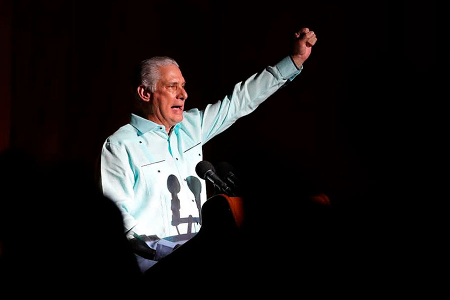 Miguel Díaz-Canel Bermúdez pronuncia discurso en el acto por el centenario del natalidio de Fidel.