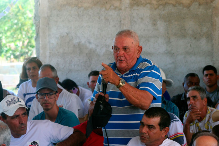 Julio Rodríguez, veguero de Camajuaní,  relató aspectos negativos que limitan las producciones de tabaco a sol en palo en el municipio. (Foto: Luis Machado Ordetx)