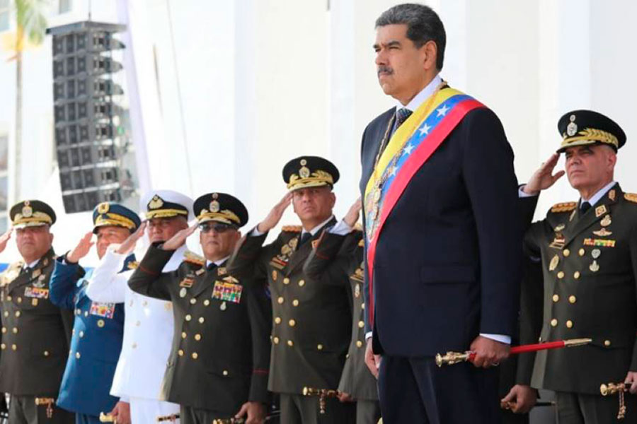 Nicolás Maduro en el acto con la Fuerza Armada Nacional Bolivariana.