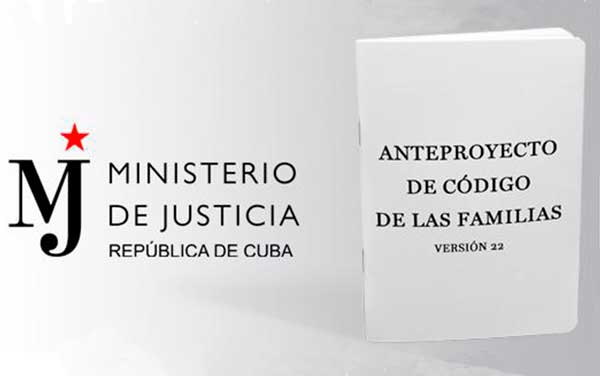 Portada del anteproyecto del Código de Familias de Cuba.