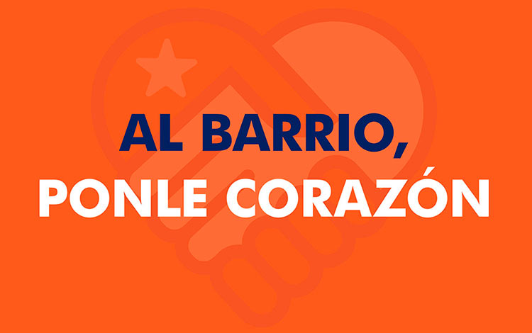 Cartel de los Comités de Defensa de la Revolución con el lema Al barrio ponle corazón.