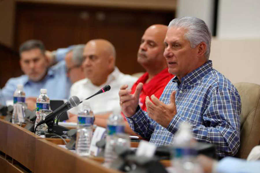 Miguel Díaz-Canel, presidente cubano, en el 22 Congreso de la CTC.