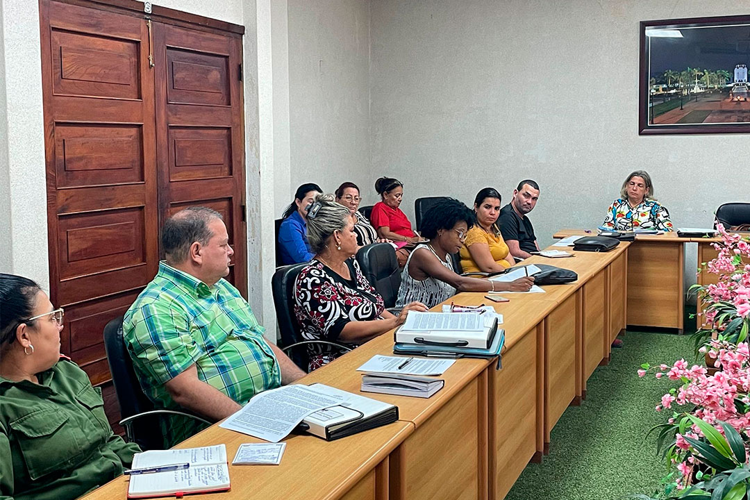 Regla Dayamí Armenteros, delegada del Mintur en Villa Clara expone en la reunión del Buró Provincial del PCC.