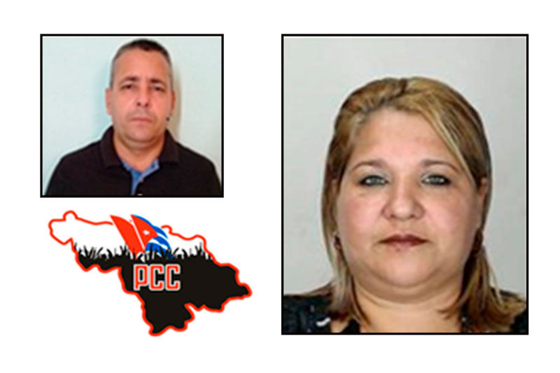 Eduardo Rodríguez, primer secretario del PCC en Placetas, y Yaima Ángel, promovida al Buró Provincial.