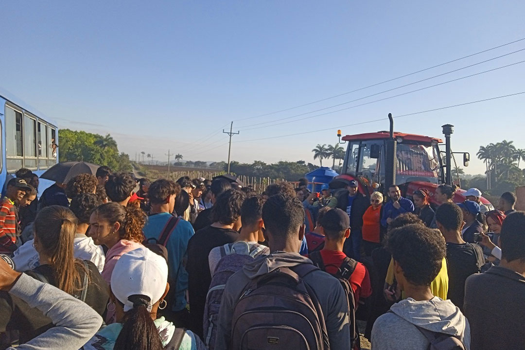 Jóvenes de Camajuaní y Placetas participantes en jornada productiva en la agricultura.